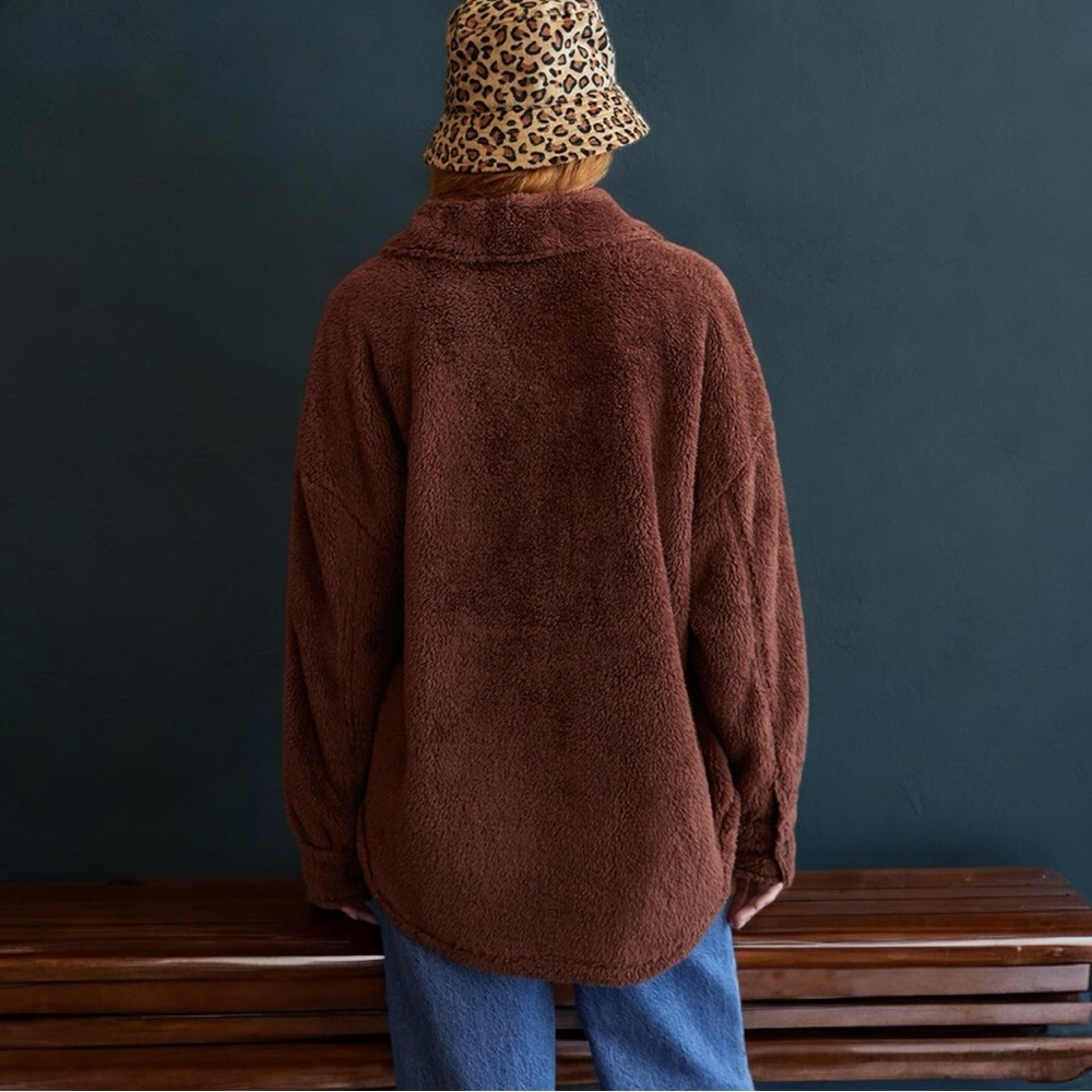 PacSun Homecoming Teddy Button Down Brown Jacket - Picture 7 of 14